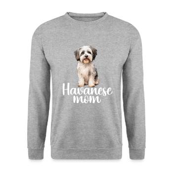 havanese dog, havanese mom - Unisex Pullover - Weißgrau meliert - Vorne - Alina (178cm) & Michal (187cm)