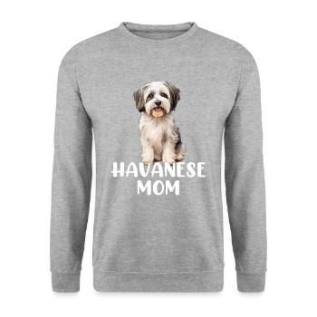havanese dog, havanese mom - Unisex Pullover - Weißgrau meliert - Vorne - Alina (178cm) & Michal (187cm)