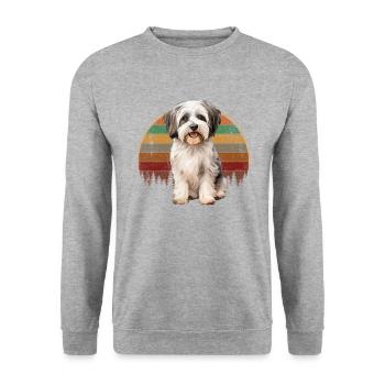 havanese dog, havenese vintage - Unisex Pullover - Weißgrau meliert - Vorne - Alina (178cm) & Michal (187cm)