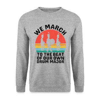 Blaskapelle Sprüche Lustige Marschinstrumente - Unisex Pullover - Weißgrau meliert - Vorne - Alina (178cm) & Michal (187cm)