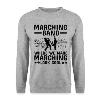 Blaskapelle Sprüche Lustige Marschinstrumente - Unisex Pullover - Weißgrau meliert - Vorne - Alina (178cm) & Michal (187cm)