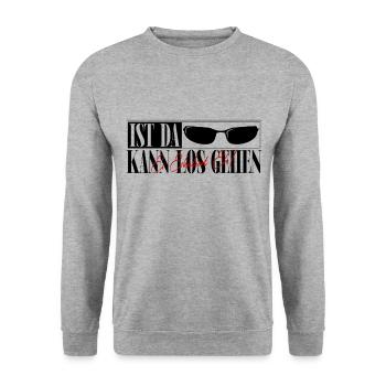 Kann Los Gehen Sonnenbrille Personalisiert Name - Unisex Pullover - Weißgrau meliert - Vorne - Alina (178cm) & Michal (187cm)