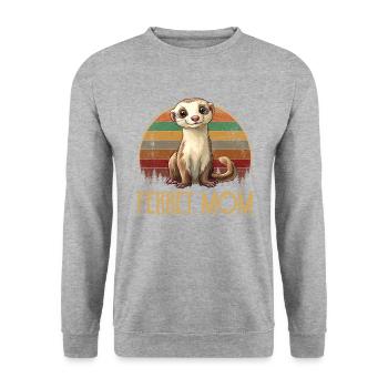 ferret mom - Unisex Pullover - Weißgrau meliert - Vorne - Alina (178cm) & Michal (187cm)