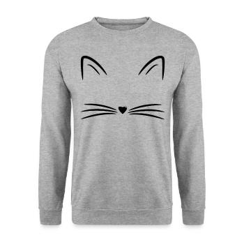 Cat Whiskers Personalizable Name Gift - Unisex Sweatshirt - salt & pepper - Front - Alina (178cm) & Michal (187cm)