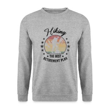 Best Retirement Plan Wandern Rente - Unisex Pullover - Weißgrau meliert - Vorne - Alina (178cm) & Michal (187cm)