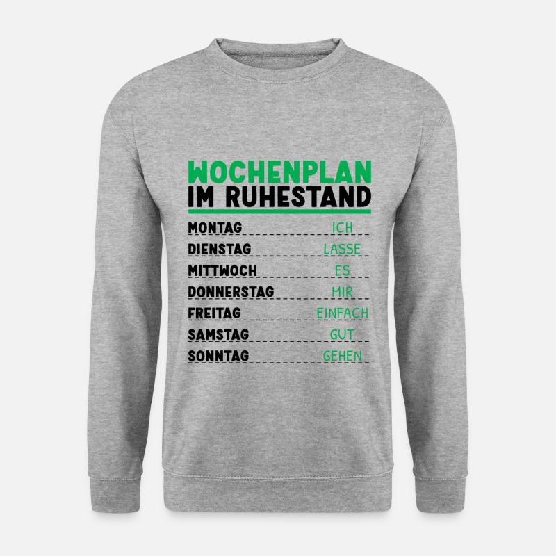 Wochenplan Rentner Ruhestand Personalisierbar Opa - Unisex Pullover - Weißgrau meliert