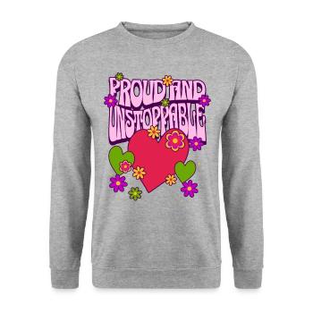 LGBTQ Stolz Herz Blumen Liebe Homosexuell - Unisex Pullover - Weißgrau meliert - Vorne - Alina (178cm) & Michal (187cm)