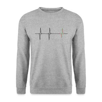 Trading ECG Trader Charting Technique Candlesticks - Unisex Sweatshirt - salt & pepper - Front - Alina (178cm) & Michal (187cm)