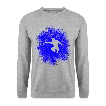 Pétanque Profi - Perfekter Wurf mit der Boulekugel - Unisex Pullover - Weißgrau meliert - Vorne - Alina (178cm) & Michal (187cm)