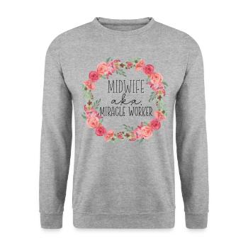 Nurse Midwife Birth Worker Midwife - Unisex Sweatshirt - salt & pepper - Front - Alina (178cm) & Michal (187cm)