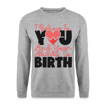 Infirmière spécialisée dans le travail et l’accouchement - Sweat-shirt Unisexe - gris chiné - Devant - Alina (178cm) & Michal (187cm)