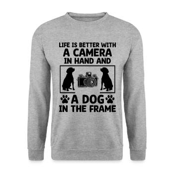 Dog Lover Photography Loves Dog Photographer Dogs - Unisex Sweatshirt - salt & pepper - Front - Alina (178cm) & Michal (187cm)