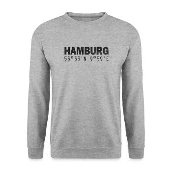 Coordonnées GPS de Hambourg - Sweat-shirt Unisexe - gris chiné - Devant - Alina (178cm) & Michal (187cm)
