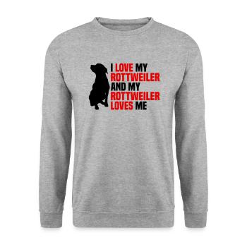 J’aime mon Rottweiler et il m’aime - Sweat-shirt Unisexe - gris chiné - Devant - Alina (178cm) & Michal (187cm)