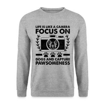 Dog Lover Photography Loves Dog Photographer Dogs - Unisex Sweatshirt - salt & pepper - Front - Alina (178cm) & Michal (187cm)