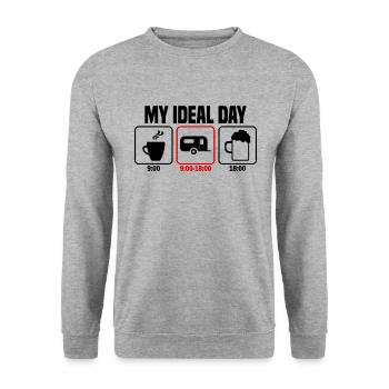 My Perfect Day Camping Camper - Unisex Sweatshirt - salt & pepper - Front - Alina (178cm) & Michal (187cm)