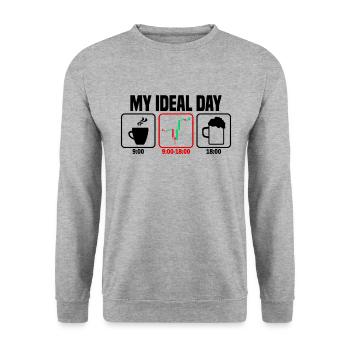 My Perfect Day Trading Trader - Unisex Sweatshirt - salt & pepper - Front - Alina (178cm) & Michal (187cm)