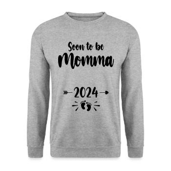 Momma Soon To Be Mom 2024 Mother Pregnant Kids Mot - Unisex Sweatshirt - salt & pepper - Front - Alina (178cm) & Michal (187cm)