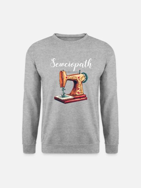 Sewciopath, Quilting sewing - Unisex Pullover - Weißgrau meliert