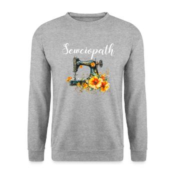 Sewciopath, Quilting sewing - Unisex Pullover - Weißgrau meliert - Vorne - Alina (178cm) & Michal (187cm)