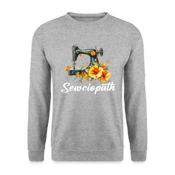 Sewciopath, Quilting sewing - Unisex Pullover - Weißgrau meliert - Vorne - Alina (178cm) & Michal (187cm)