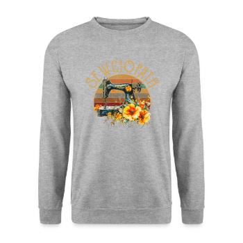 Sewciopath, Quilting sewing - Unisex Pullover - Weißgrau meliert - Vorne - Alina (178cm) & Michal (187cm)