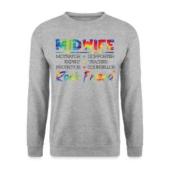 Nurse Midwife Birth Worker Midwife - Unisex Sweatshirt - salt & pepper - Front - Alina (178cm) & Michal (187cm)