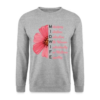 Infirmière sage-femme accoucheuse - Sweat-shirt Unisexe - gris chiné - Devant - Alina (178cm) & Michal (187cm)