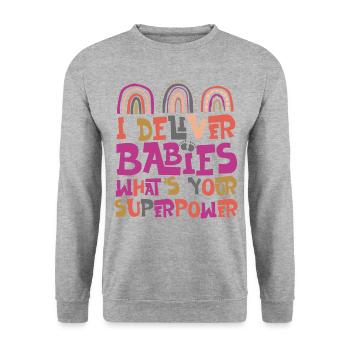 Infirmière spécialisée dans le travail et l’accouchement - Sweat-shirt Unisexe - gris chiné - Devant - Alina (178cm) & Michal (187cm)