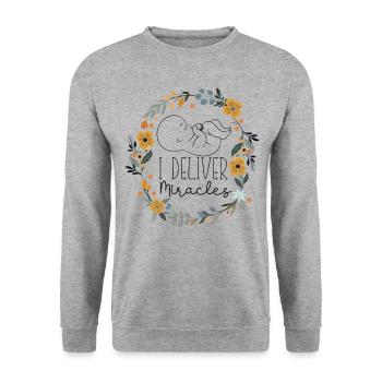 LD Labour And Delivery Nurse - Unisex Sweatshirt - salt & pepper - Front - Alina (178cm) & Michal (187cm)