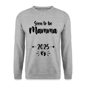 Mamma Soon To Be Mom 2025 Mother Pregnant Kids Mot - Unisex Sweatshirt - salt & pepper - Front - Alina (178cm) & Michal (187cm)