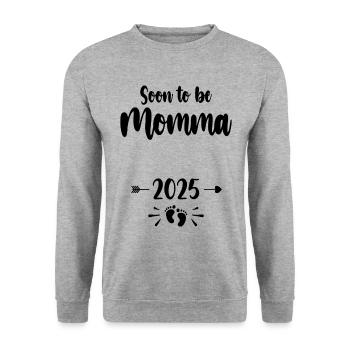 Momma Soon To Be Mom 2025 Mother Pregnant Kids Mot - Unisex Sweatshirt - salt & pepper - Front - Alina (178cm) & Michal (187cm)