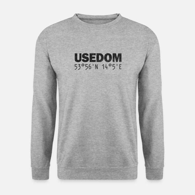 Usedom Koordinaten GPS - Unisex Pullover - Weißgrau meliert
