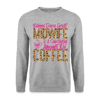 Nurse Midwife Birth Worker Coffee - Unisex Pullover - Weißgrau meliert - Vorne - Alina (178cm) & Michal (187cm)