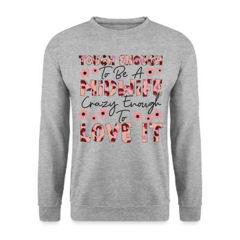 Nurse Midwife Birth Worker Tough - Unisex Pullover - Weißgrau meliert - Vorne - Alina (178cm) & Michal (187cm)