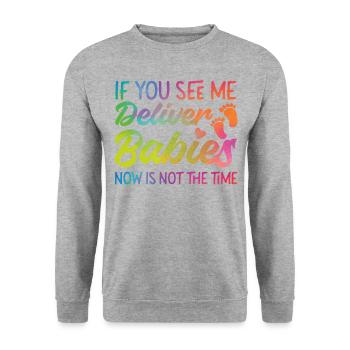 Infirmière spécialisée dans le travail et l’accouchement - Sweat-shirt Unisexe - gris chiné - Devant - Alina (178cm) & Michal (187cm)