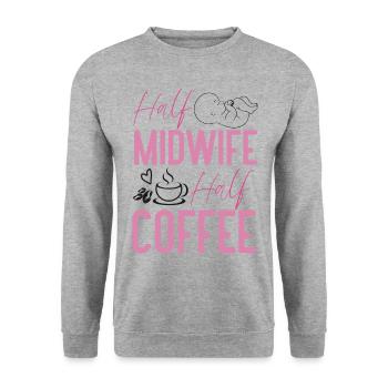 Nurse Midwife Birth Worker Coffee - Unisex Pullover - Weißgrau meliert - Vorne - Alina (178cm) & Michal (187cm)