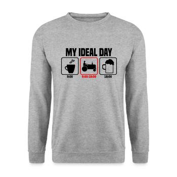 Mein perfekter Tag Traktorfahrer Landwirt - Unisex Pullover - Weißgrau meliert - Vorne - Alina (178cm) & Michal (187cm)