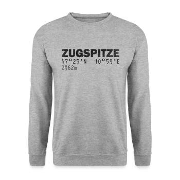 Zugspitze Koordinaten GPS - Unisex Pullover - Weißgrau meliert - Vorne - Alina (178cm) & Michal (187cm)