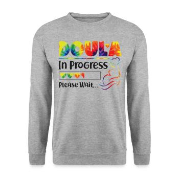 Doula Travailleuse à la naissance Doula étudiante - Sweat-shirt Unisexe - gris chiné - Devant - Alina (178cm) & Michal (187cm)