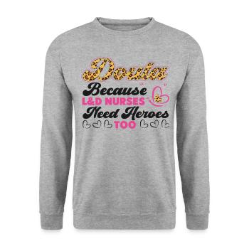 Doula Travailleuse à la naissance Doula Parce que - Sweat-shirt Unisexe - gris chiné - Devant - Alina (178cm) & Michal (187cm)