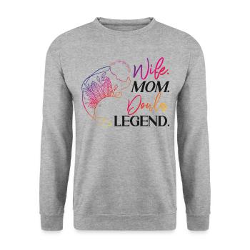 Doula accoucheuse maman femme. Maman. - Sweat-shirt Unisexe - gris chiné - Devant - Alina (178cm) & Michal (187cm)
