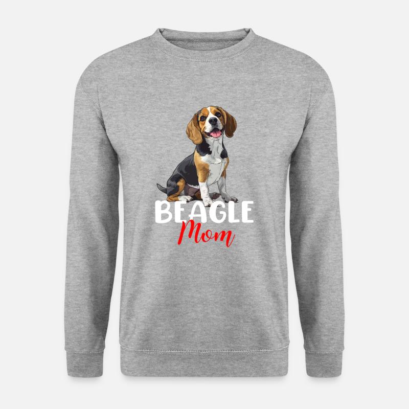 beagle mom beagle - Unisex Pullover - Weißgrau meliert