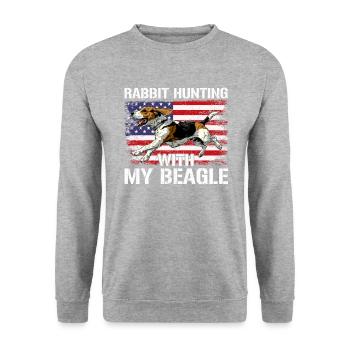 Chasse au lapin Beagle, Beagle - Sweat-shirt Unisexe - gris chiné - Devant - Alina (178cm) & Michal (187cm)