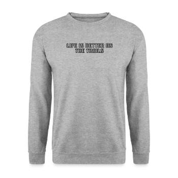 Randonnée - La vie est plus belle sur les sentiers - Sweat-shirt Unisexe - gris chiné - Devant - Alina (178cm) & Michal (187cm)