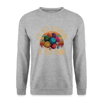 It's Not Hoarding If It's YarnYarn Knitting - Unisex Pullover - Weißgrau meliert - Vorne - Alina (178cm) & Michal (187cm)