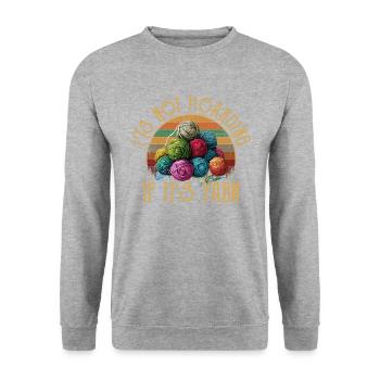 It's Not Hoarding If It's YarnYarn Knitting - Unisex Pullover - Weißgrau meliert - Vorne - Alina (178cm) & Michal (187cm)