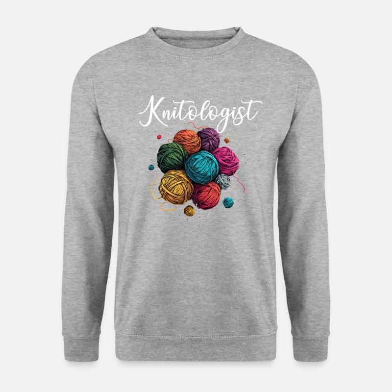 knitologist, Yarn Knitting - Unisex Pullover - Weißgrau meliert