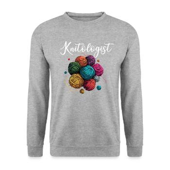 knitologist, Yarn Knitting - Unisex Pullover - Weißgrau meliert - Vorne - Alina (178cm) & Michal (187cm)