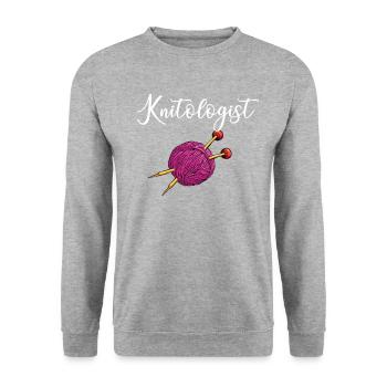 knitologist, Yarn Knitting - Unisex Pullover - Weißgrau meliert - Vorne - Alina (178cm) & Michal (187cm)